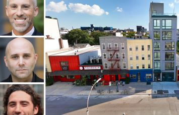TerraCRG's Dan Marks, Daniel Lebor, and Andrew Manasia, and 536, 546, 554, and 558 Metropolitan Avenue, Brooklyn.