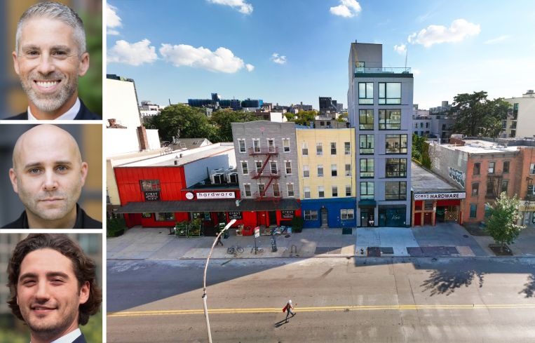 TerraCRG's Dan Marks, Daniel Lebor, and Andrew Manasia, and 536, 546, 554, and 558 Metropolitan Avenue, Brooklyn.