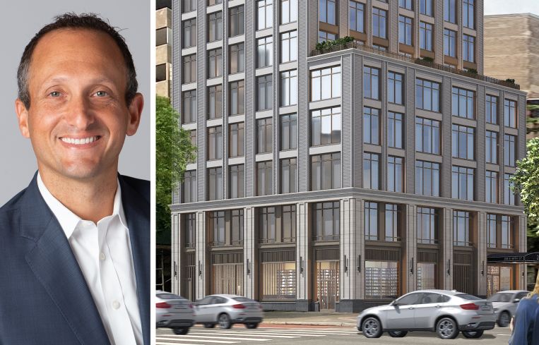 David Greenburg, managing director at Affinius Capital, and a rendering of a multifamily development at 288 East 88th Street.