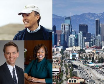 Donald Bren, Bruce Flatt, Fesia Davenport, and Downtown Los Angeles.