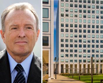 Irvine Company Chairman Donald Bren and the MacArthur Court office complex.