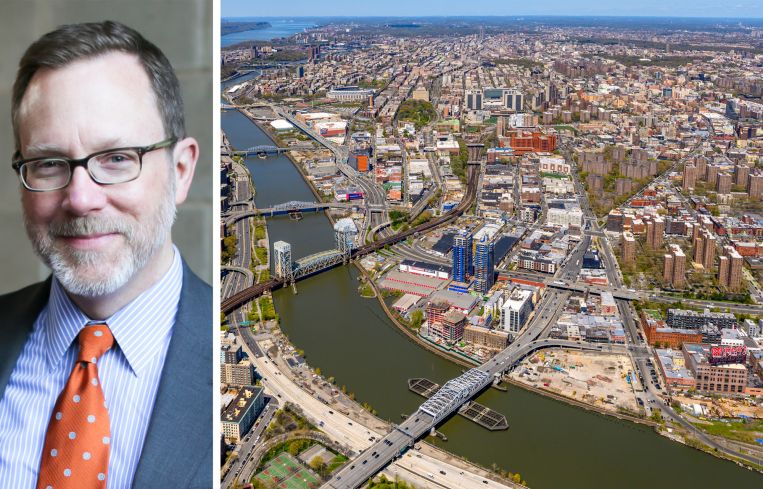 George Nashak, president and CEO Care for the Homeless, and an aerial photo of The Bronx.