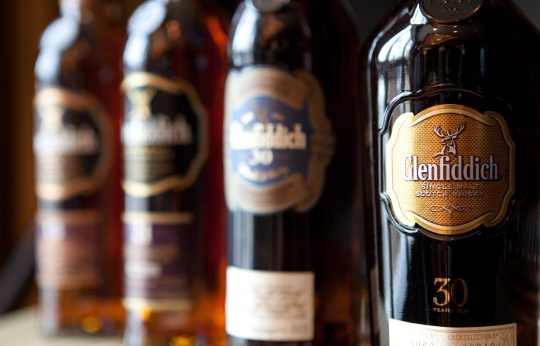 Bottles of Glenfiddich Whisky.