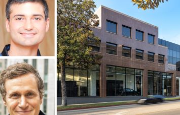 Faring founder and CEO Jason Illoulian, Tishman Speyer CEO Rob Speyer, and 9242 Beverly Boulevard, Beverly Hills, Calif.