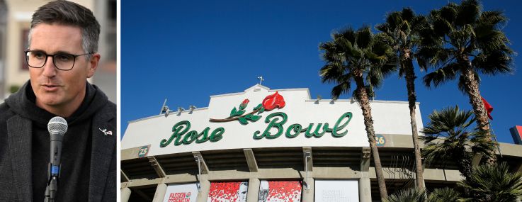 Rose Bowl Operating Company CEO Jens Weiden and the Rose Bowl stadium.