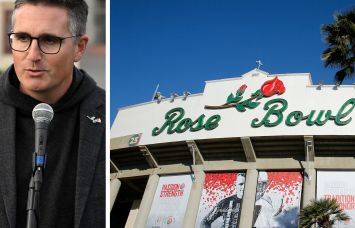 Rose Bowl Operating Company CEO Jens Weiden and the Rose Bowl stadium.
