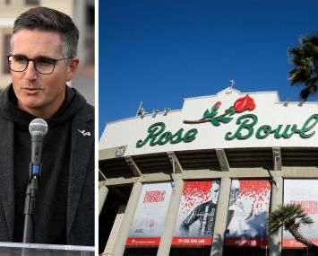 Rose Bowl Operating Company CEO Jens Weiden and the Rose Bowl stadium.