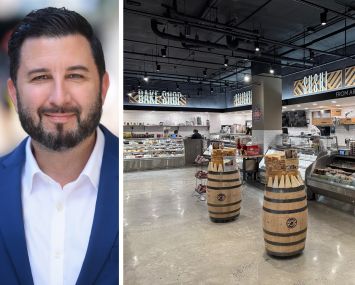 Joseph Artusa, senior vice president of leasing at Silverstein Properties, and the interior of a Lincoln Market store.