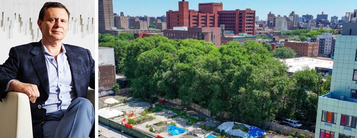 S. Lawrence Davis, president and CEO of Shorewood Real Estate, and the development site at 350 Grand Concourse.