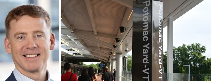 Matthew Kelly, CEO of JBG Smith, and the Potomac Yard Metro station.