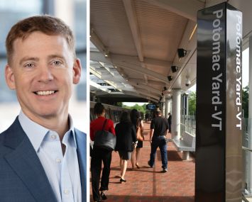 Matthew Kelly, CEO of JBG Smith, and the Potomac Yard Metro station.
