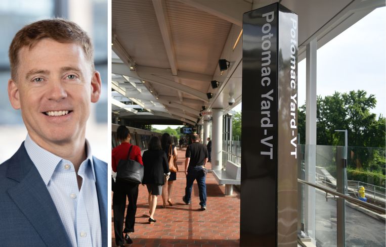 Matthew Kelly, CEO of JBG Smith, and the Potomac Yard Metro station.