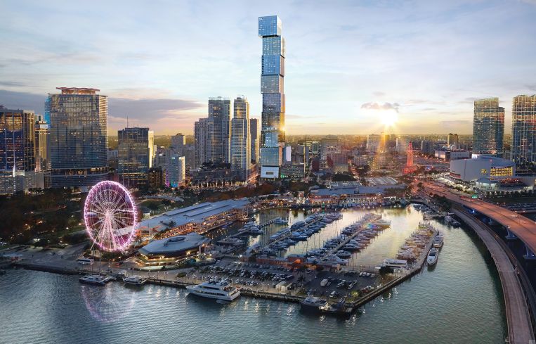 A rendering of the Waldorf Astoria Hotel & Residences Miami.