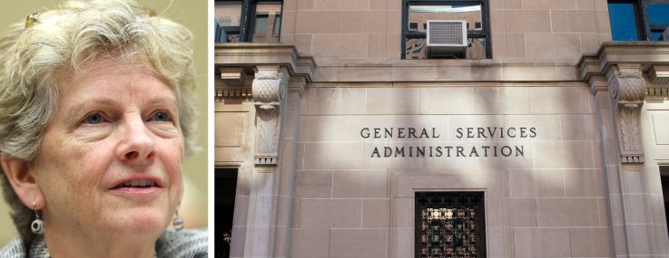 Robin Carnahan, administrator of the General Services Administration, and the GSA headquarters.