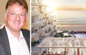 Roy Stillman, president of Stillman Development, and a rendering for the planned Athletic Club condo project in Long Beach, N.J.