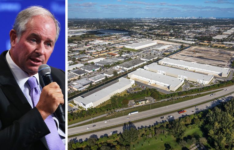 Stephen Schwarzman, chairman and CEO of Blackstone, and Ironwood Commerce Center at 12700 NW 42nd Avenue in Opa-locka, Fla.