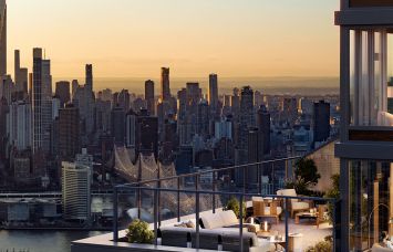 A rendering of the roof deck of The Orchard.