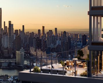 A rendering of the roof deck of The Orchard.
