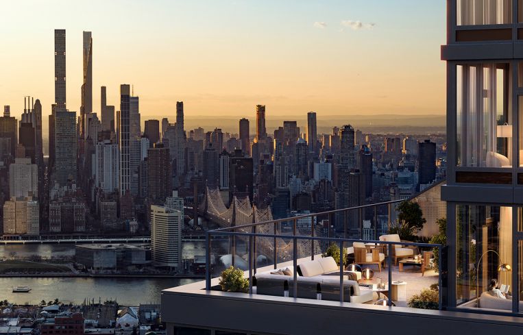 A rendering of the roof deck of The Orchard.