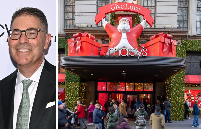 Macy's CEO Tony Spring and Macy's Herald Square flagship store in Manhattan.