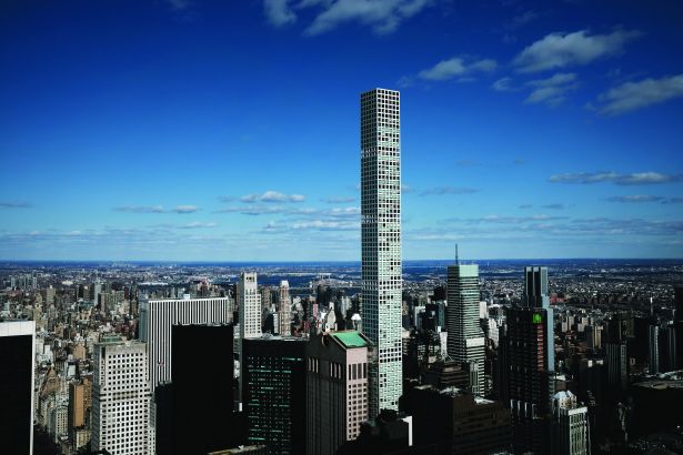  The private residence 432 Park Avenue towers above office buildings