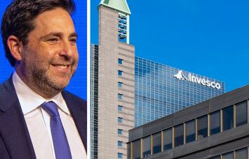 Andrew Schlossberg, President and CEO of Invesco, and one of their office buildings.