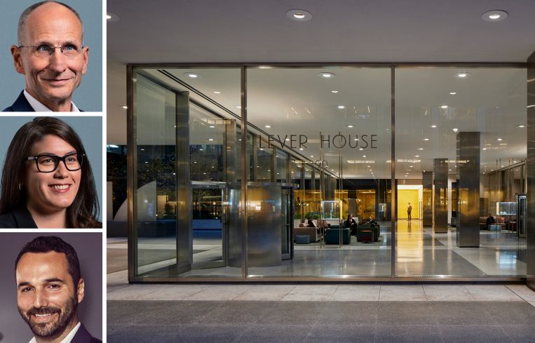 CBRE CEO Bob Sulentic, CFO Emma Giamartino, Industrious CEO Jamie Hodari, and Lever House at 390 Park Avenue.
