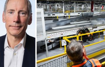 Cabot Properties CEO Franz Colloredo-Mansfeld and a warehouse interior.