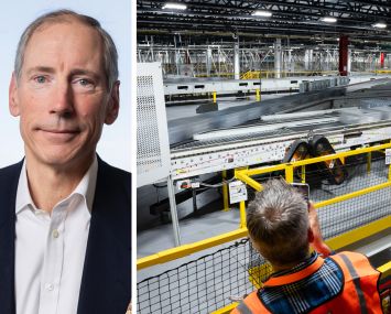 Cabot Properties CEO Franz Colloredo-Mansfeld and a warehouse interior.
