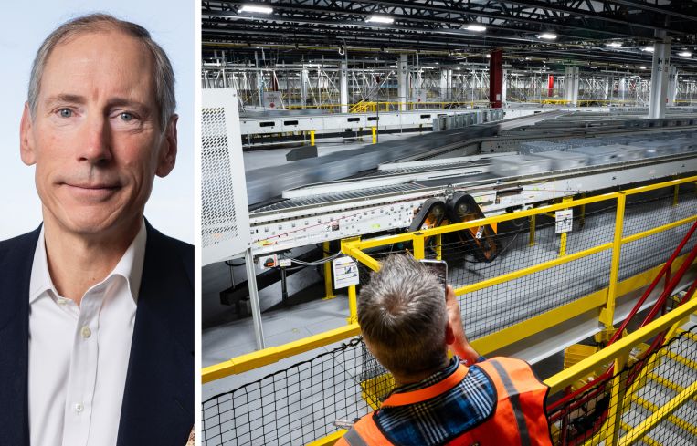 Cabot Properties CEO Franz Colloredo-Mansfeld and a warehouse interior.