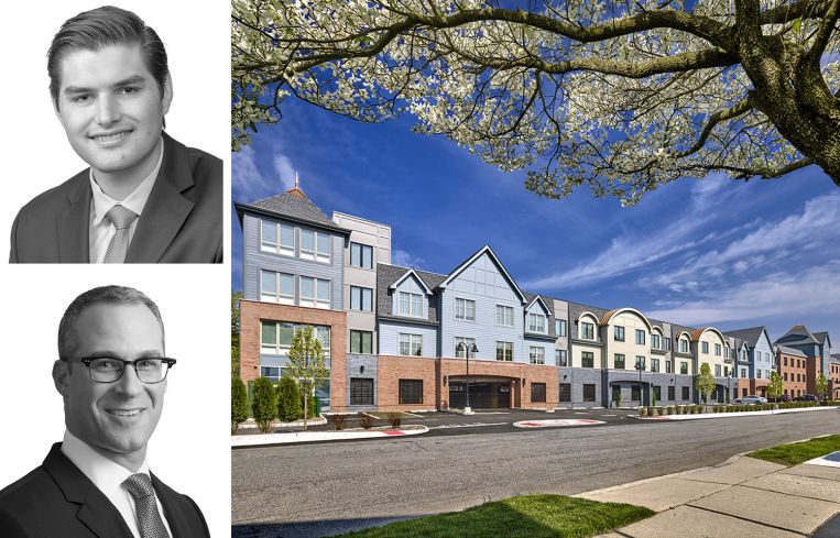 Gerard Quinn and Michael Klein of JLL, and Waldwick Station apartments in Waldwick, N.J.