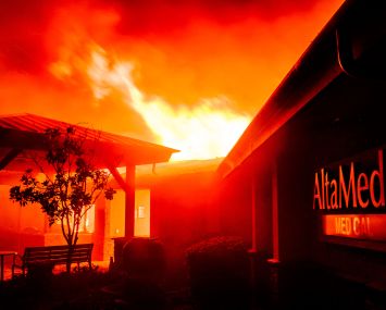 A medical building burns during the Eaton fire in Pasadena.