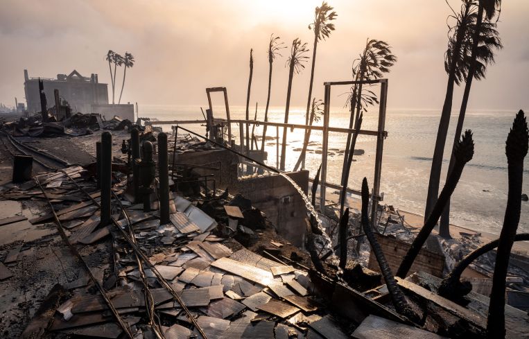 Dozens of beachfront homes in Malibu were destroyed overnight in the Palisades Fire on Wednesday.