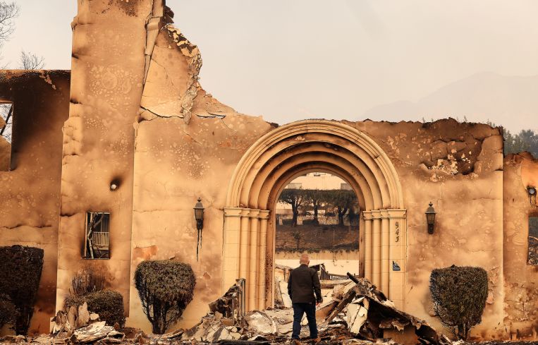 Altadena Community Church burned down by the Eaton Fire in Altadena on Thursday, January 9, 2025.