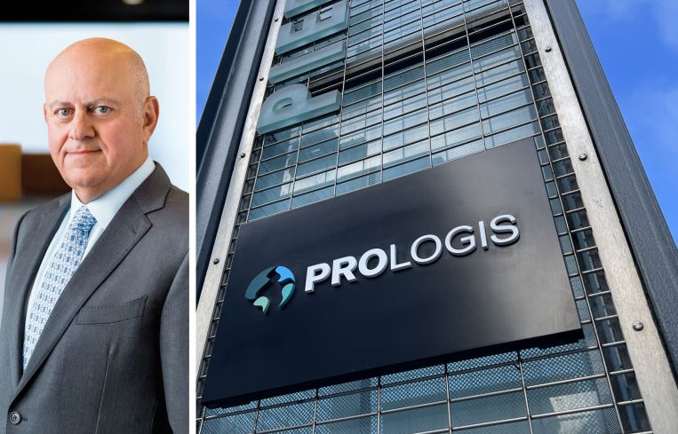 Prologis CEO Hamid Moghadam and Prologis headquarters in San Francisco.