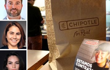 Jonathan Tootell, Tanya Grimaldo and Giannina Brancato of L&L Holding, and a Chipotle restaurant.
