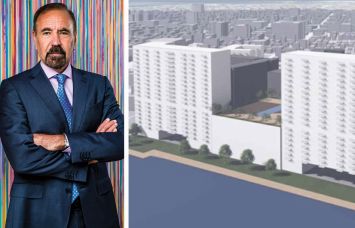 Jorge Perez and a rendering of River Parc.