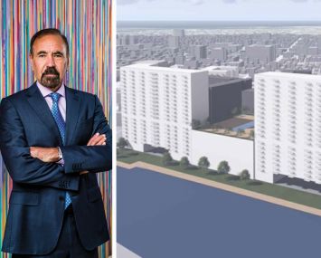 Jorge Perez and a rendering of River Parc.