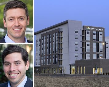 Keegan Bisch and Jared Schlosser of Peachtree Group, and the Hyatt Place Denver Peña Station.