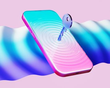 Digital generated image of smartphone display with a key.