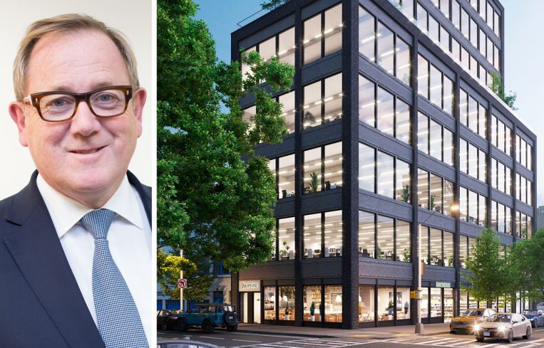 Mark Dixon, CEO of IWG, and a rendering of Astoria Pointe.