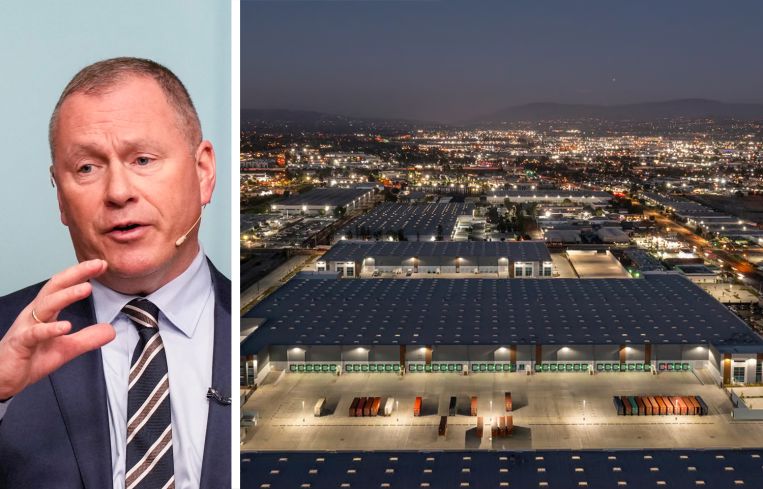 Norges Bank Investment Management CEO Nicolai Tangen and Goodman Logistics Center Fullerton.