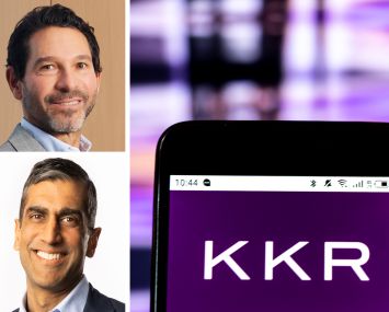 Ralph Rosenberg and Raj Agrawal of KKR, and the KKR logo.