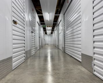 Self storage units inside a storage facility