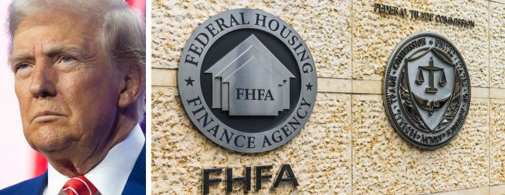 President-elect Donald Trump and the Federal Housing Finance Agency logo.