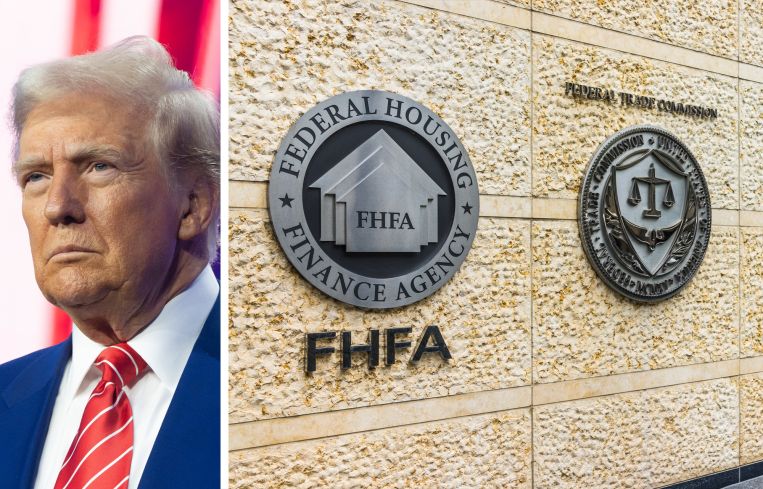 President-elect Donald Trump and the Federal Housing Finance Agency logo.