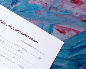Graphic of a piece of paper that reads Office Landlord Application at the top.