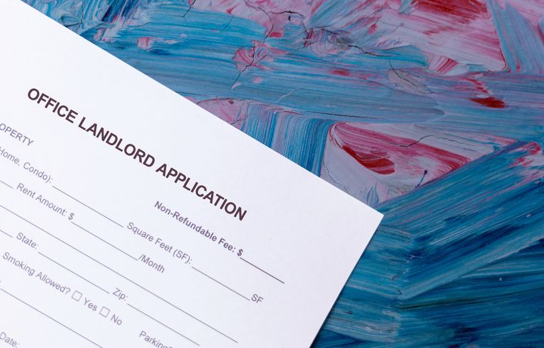 Graphic of a piece of paper that reads Office Landlord Application at the top.