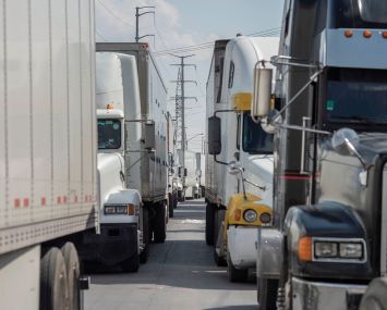 A close up of semi-trucks.