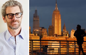 Anthony Malkin, chairman and CEO of Empire State Realty Trust, and the Empire State Building in the New York skyline.